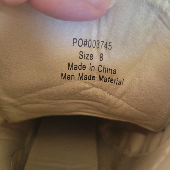 STACKED HEEL BOOTS WOMEN cream lace up front zip  faux suede BOHO retro Size 8 - Picture 2 of 7